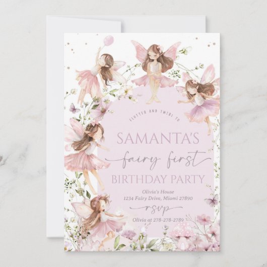 Fairy Birthday Party Invitation Kaart (Voorkant)