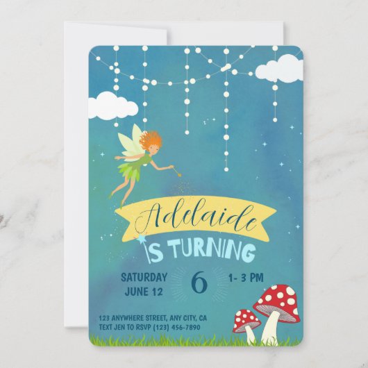 Fairy Birthday Party Invitation Kaart (Voorkant)