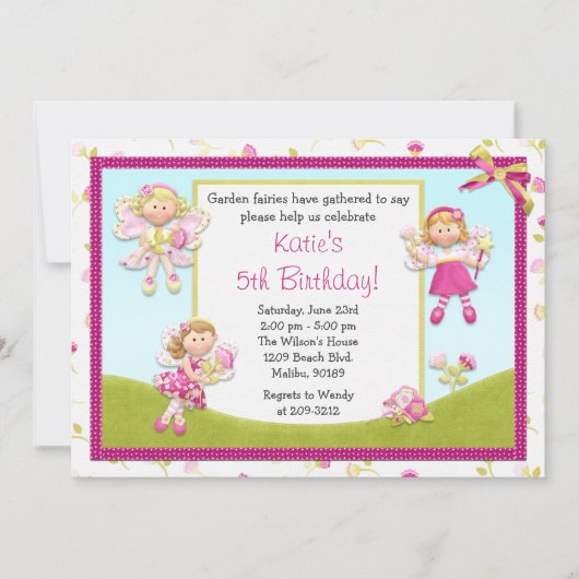 Fairy Birthday Party Invitation Kaart (Voorkant)