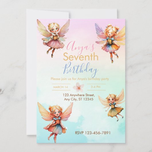 Fairy Birthday Party Invitation Kaart (Voorkant)