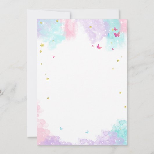 Fairy Birthday Party Kaart (Achterkant)