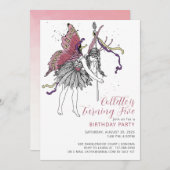 Fairy Birthday Party Kaart (Voorkant / Achterkant)