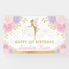 Fairy Birthday Pink Paars Gold Magical Party Spandoek