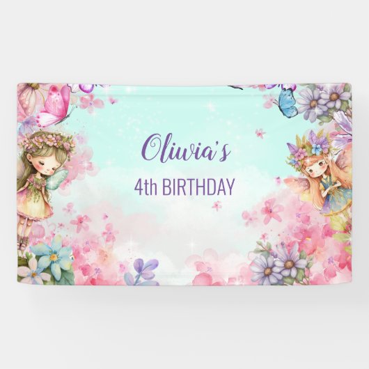 Fairy Birthday Princess Fairy Birthday Banner (Horizontaal)