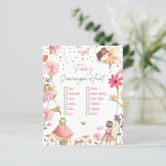 Fairy Birthday Scavenger Hunt Party Game Forest (Staand voorkant)