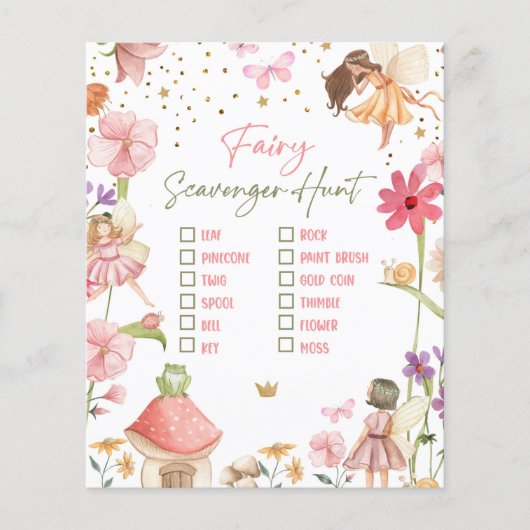 Fairy Birthday Scavenger Hunt Party Game Forest (Voorkant)