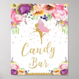 Fairy Birthday Snoep Bar Baby Girl Shower Poster