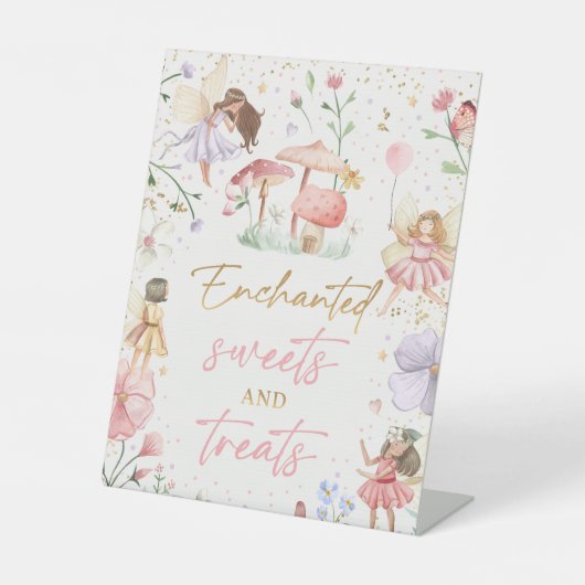 Fairy Birthday Sweets and Treat Reclamebord Met Voetstuk (Voorkant)
