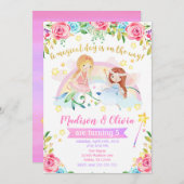 Fairy Birthday Uitnodiging / Joint Twins Party (Voorkant / Achterkant)