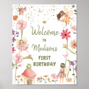 Fairy Birthday Welcome Enchanted Forest Girl Pink Poster
