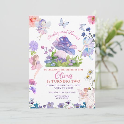 Fairy Birthday Whimsical Kaart (Staand voorkant)