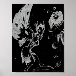 Fairy Black en White Poster