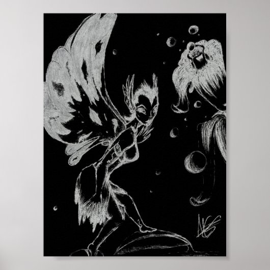 Fairy Black en White Poster (Voorkant)