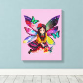 Fairy Bloemen Verzamelen Canvas Afdruk (Insitu (Houten vloer))