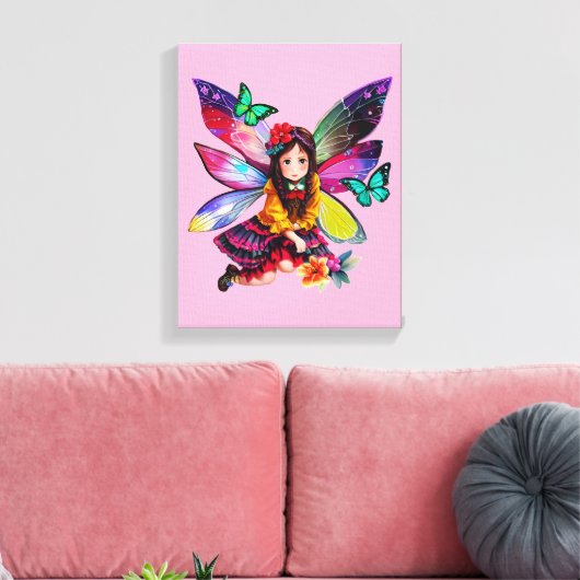 Fairy Bloemen Verzamelen Canvas Afdruk (Insitu (Woonkamer))