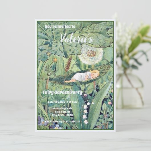 Fairy bloementuin betoverde bos meisje verjaardag kaart (Staand voorkant)