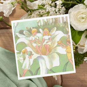 Fairy bloementuin betoverde bos meisje verjaardag servet