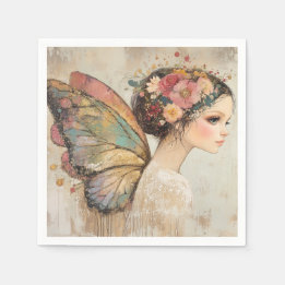  Fairy Boho Butterfly & Floral Pastel Servet