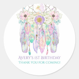 Fairy Boho Dream Catcher Pastels Feathers Ronde Sticker