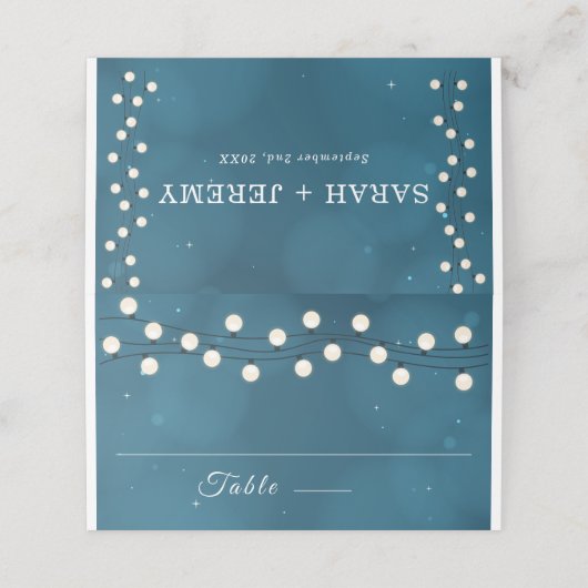 Fairy Bokeh String Lights Garland Bruiloft Plaatskaartje (Buitenkant ongevouwen)
