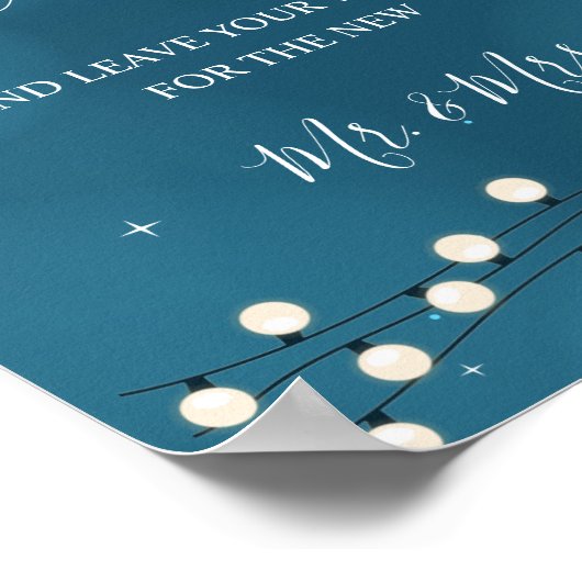 Fairy Bokeh String Lights Wedding Guestbook Poster (Hoek)