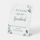 Fairy Bokeh String Lights Wedding Guestbook Reclamebord Met Voetstuk (Voorkant)