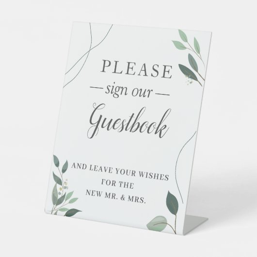Fairy Bokeh String Lights Wedding Guestbook Reclamebord Met Voetstuk (Voorkant)