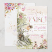 Fairy bos meisje verjaardag kaart (Voorkant / Achterkant)