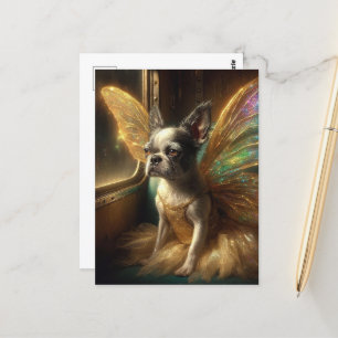 Fairy Boston Terrier in een  trein Briefkaart