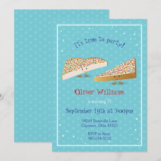 Fairy Bread-tekens | verjaardagsuitnodiging Kaart (Voorkant / Achterkant)