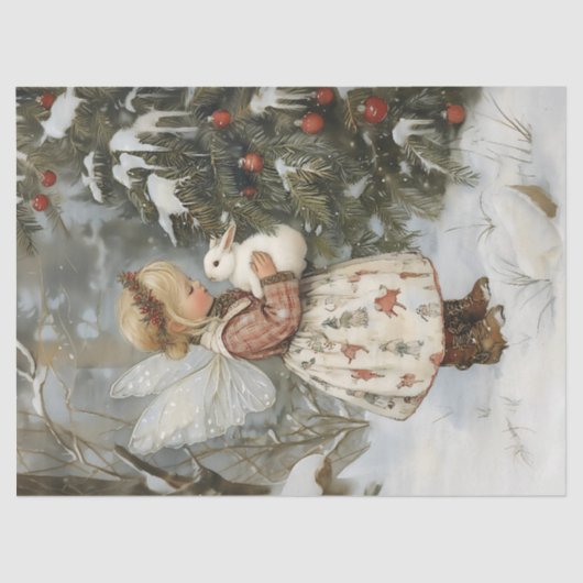  Fairy & Bunny beroemd gemaakt door Christmas Tree Tissuepapier (Voorkant)