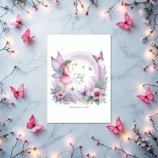 Fairy Butterfly Garden Flutter Love Baby shower Bedankkaart