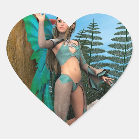 Fairy Butterfly Hart Sticker (Voorkant)