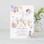 Fairy Butterfly Magical Wildflower 1e verjaardag Kaart (Staand voorkant)