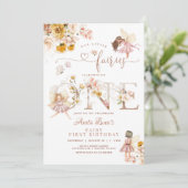 Fairy Butterfly Magical Wildflower 1e verjaardag Kaart (Staand voorkant)