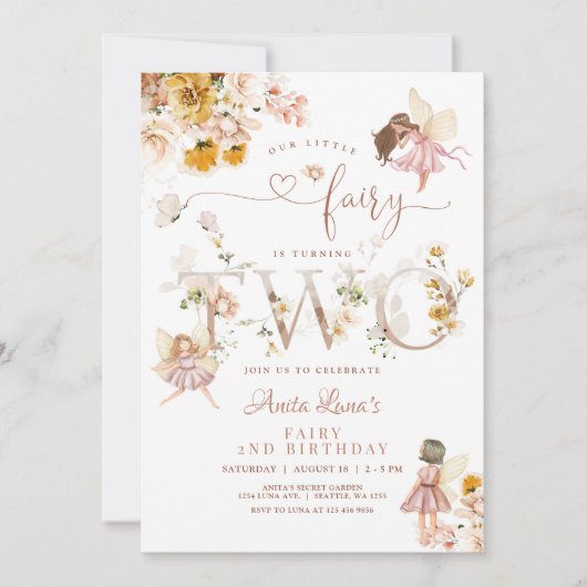 Fairy Butterfly Magical Wildflower 2e verjaardag Kaart (Voorkant)