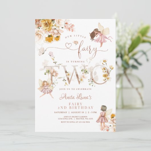 Fairy Butterfly Magical Wildflower 2e verjaardag Kaart (Staand voorkant)