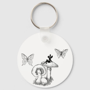 Fairy butterfly paddenstoel sleutelhanger