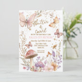 Fairy Butterfly verjaardag grillige party-uitnodig Kaart (Staand voorkant)