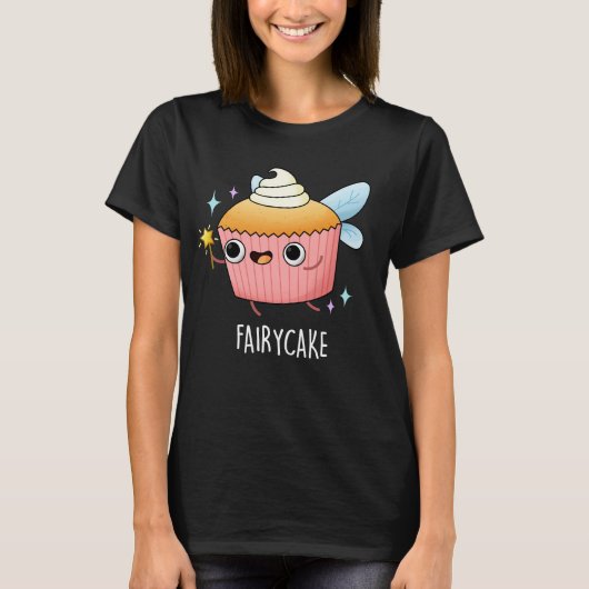 Fairy Cake Funny Cupcake Pun Dark BG T-shirt (Voorkant)