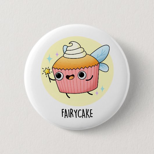 Fairy Cake Funny Cupcake Pun Ronde Button 5,7 Cm (Voorkant)