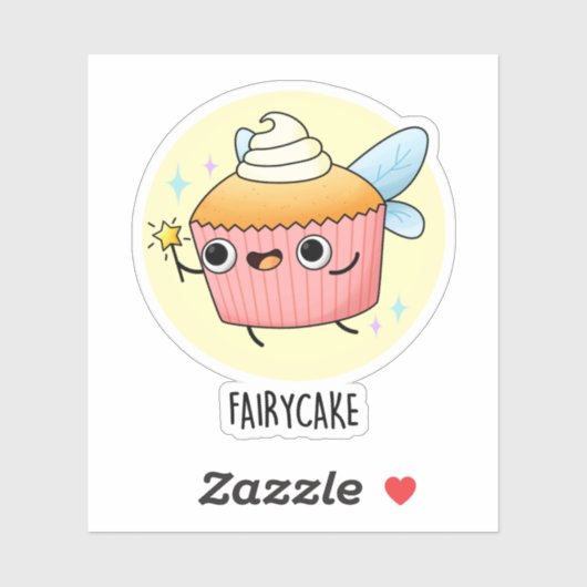 Fairy Cake Funny Cupcake Pun Sticker (Vel)