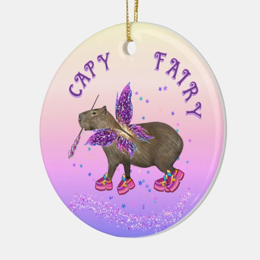 Fairy Capybara Magic Keramisch Ornament (Links)