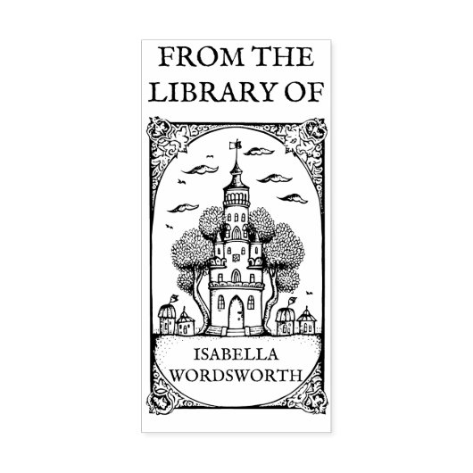 Fairy Castle Bookplaat Rubberstempel (Afrduk)