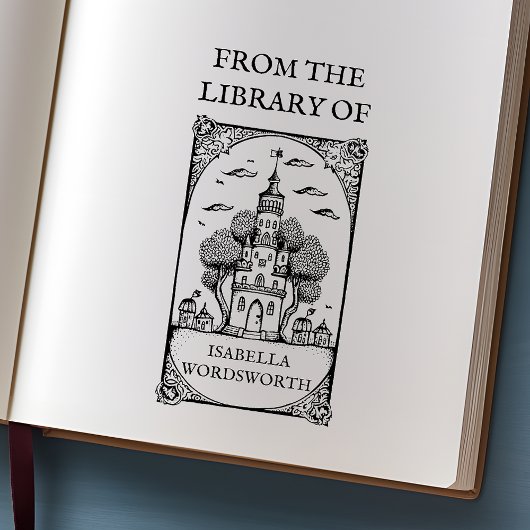  Fairy Castle Bookplaat Rubberstempel