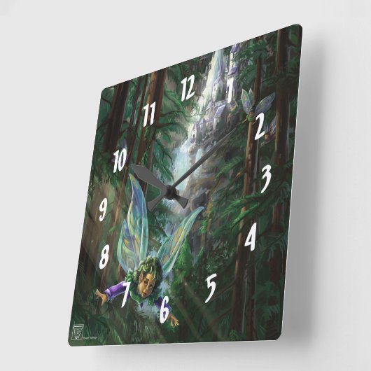 Fairy Castle Forest Vierkante Klok (Hoek)