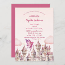 Fairy Castle Meisje Baby shower Uitnodiging Kaart
