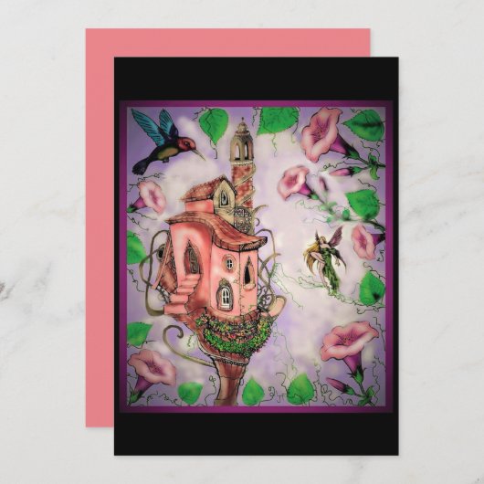 Fairy Castle met Hummingbird Bedankkaart (Voorkant / Achterkant)