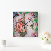 Fairy Castle met Hummingbird   Vierkante Klok (Huis)