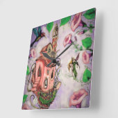 Fairy Castle met Hummingbird   Vierkante Klok (Hoek)